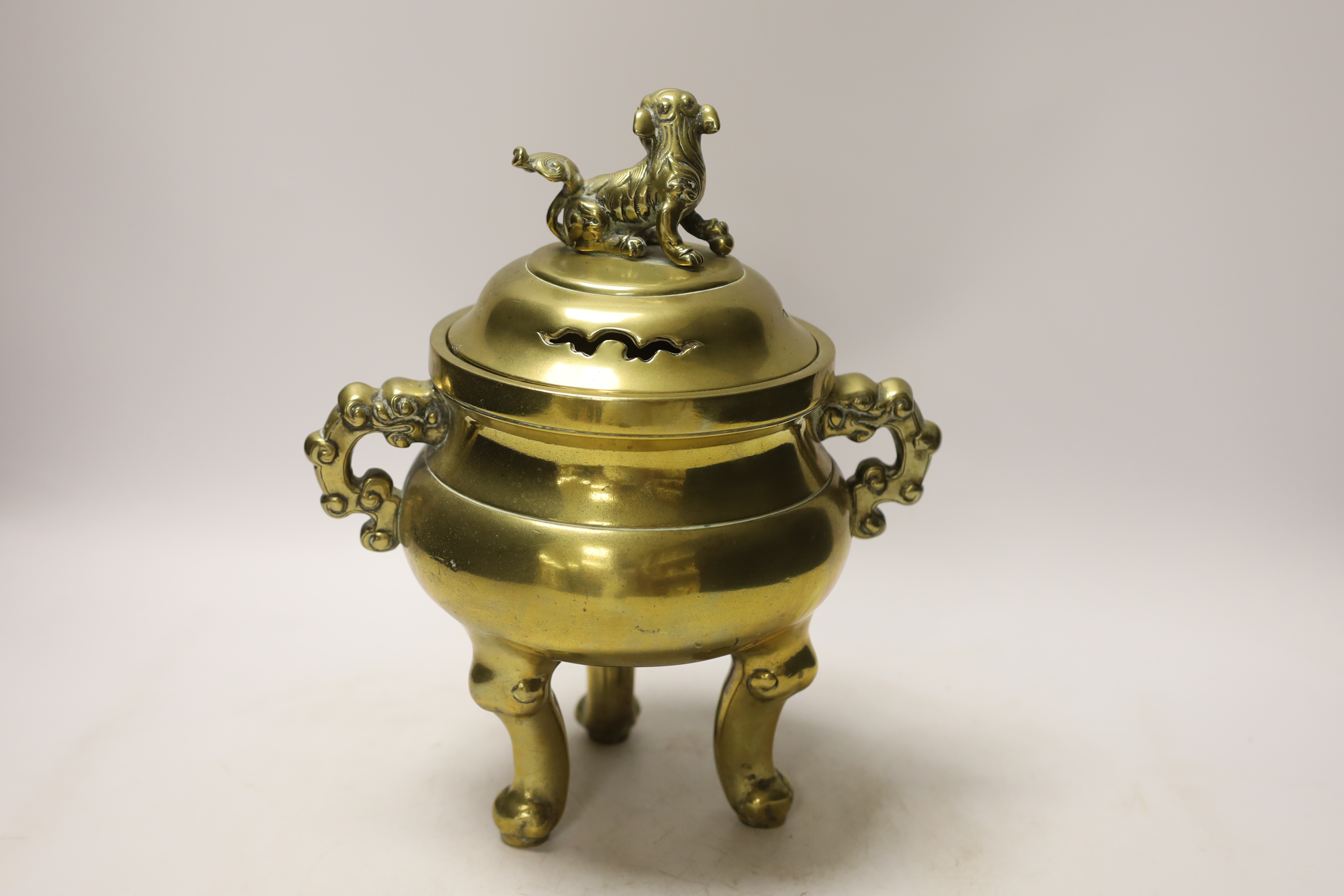 A Japanese bronze Koro and cover, 28cm high